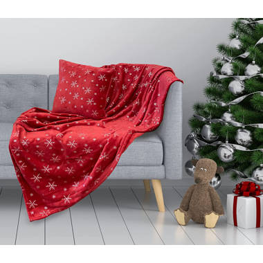 Red blanket discount with white snowflakes